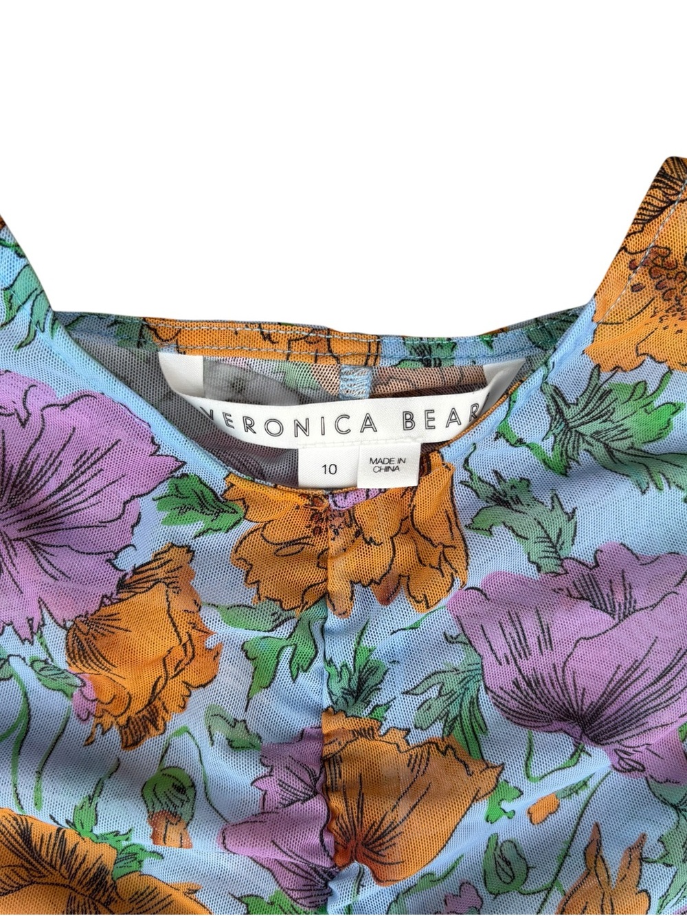 NWOT Veronica Beard Myrna Ruched Floral-Print Tulle Top Size 10 - Picture 12 of 14